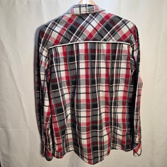 BKE Pearl Snap Shirt Men's Small Slim Fit Red Plaid Long Sleeve Western - Picture 6 of 9